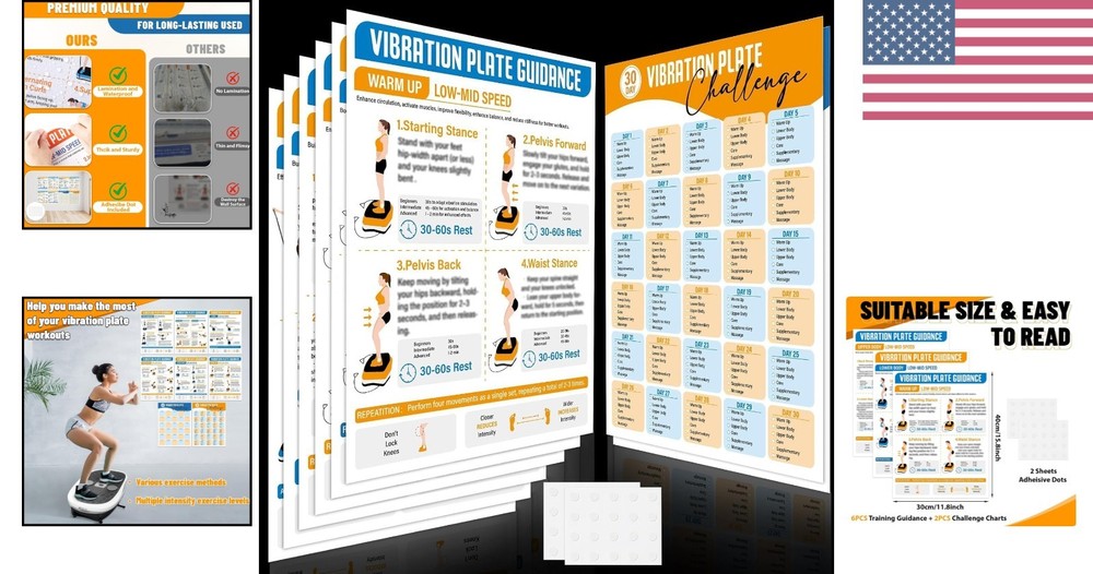 Master Your Workouts: 8-Pc Vibration Plate Exercise Charts with 30-Day Planner