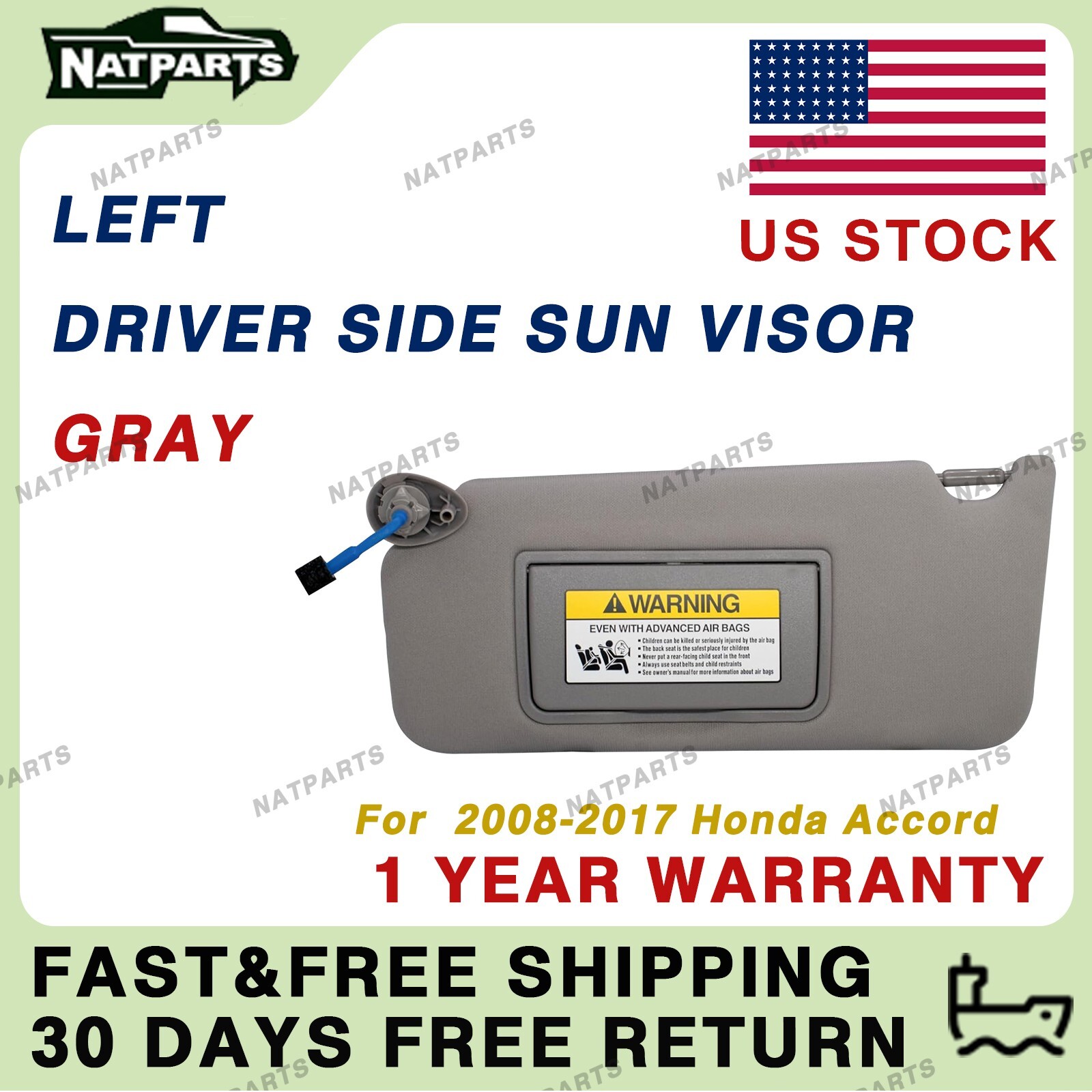 Left Driver Sun Visor W/ Light Fits for 08-17Honda Accord 83280-TA5-A51ZA