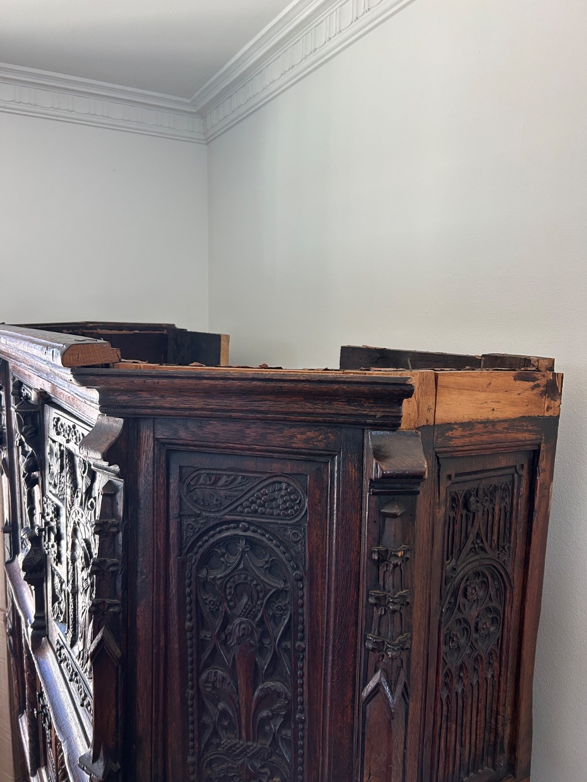 19th Century oak gothic revival cabinet