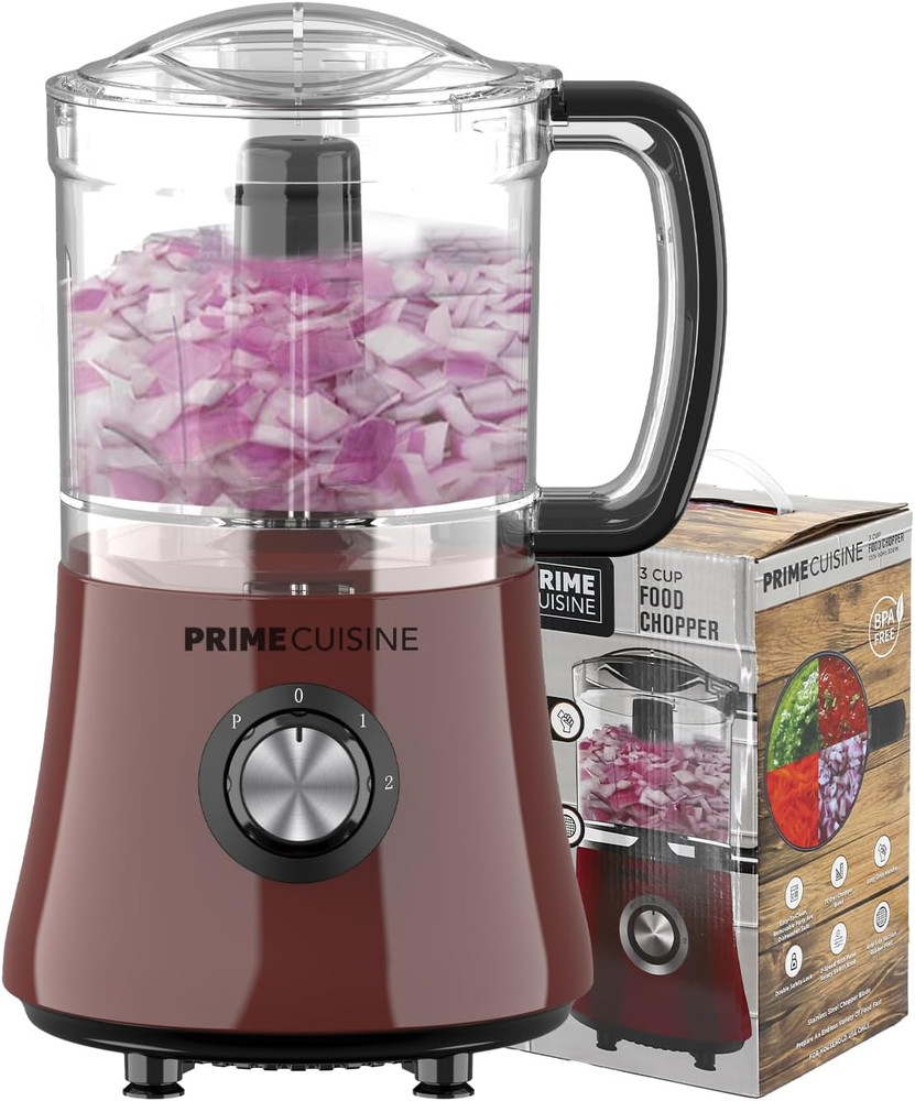 Electric Vegetable Chopper & Food Processor, 3 Cup Capacity, for Mincing, Emulsi