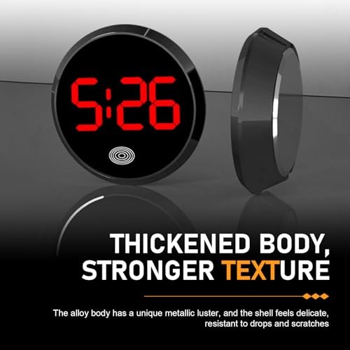 Car Digital Clock, Touch Night Light LED Display Screen Clock, Round 1 PC Red