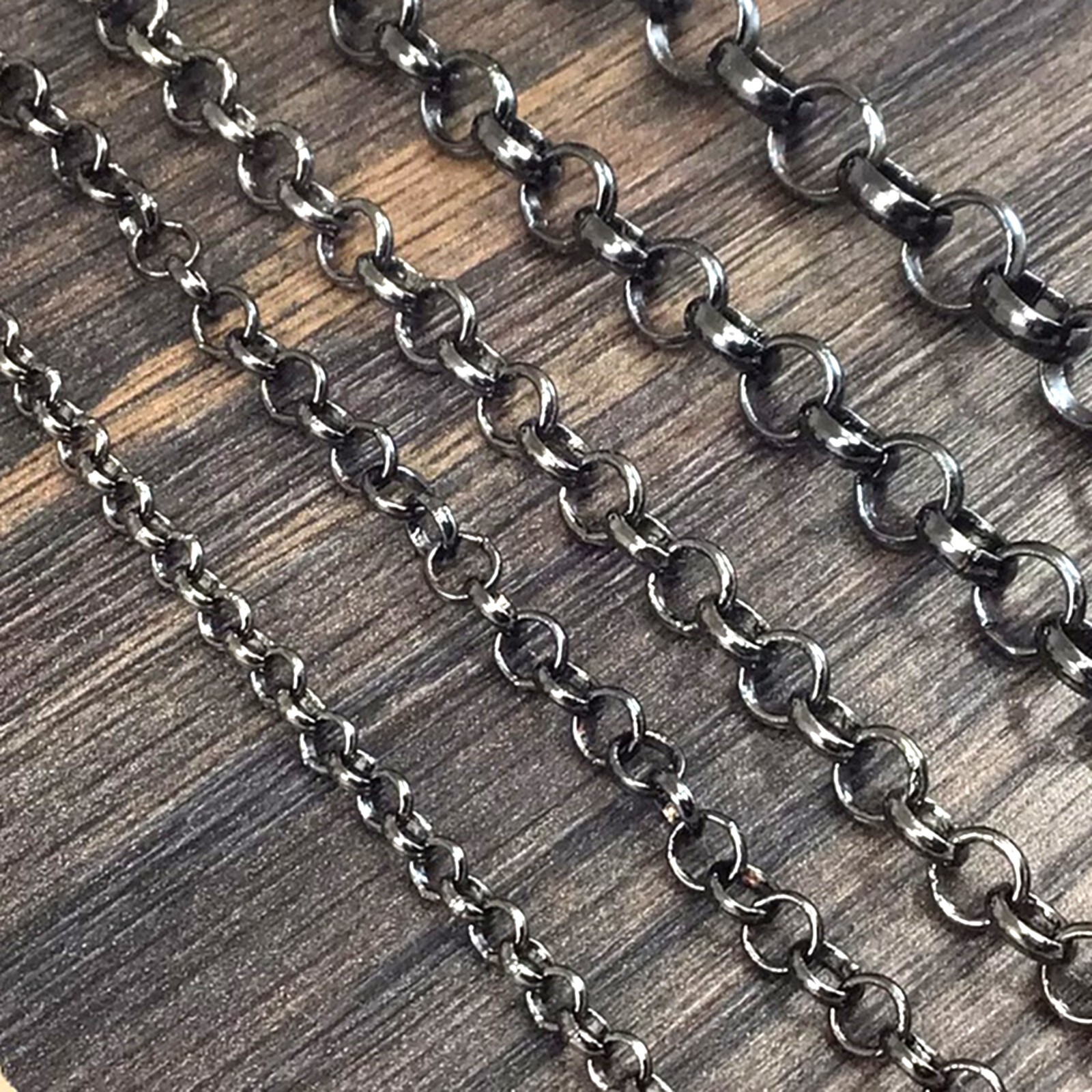 Gunmetal BlackRolo Chain Round Linked Belcher Chain Neckalce 3mm 4mm 5mm 6mm 7mm