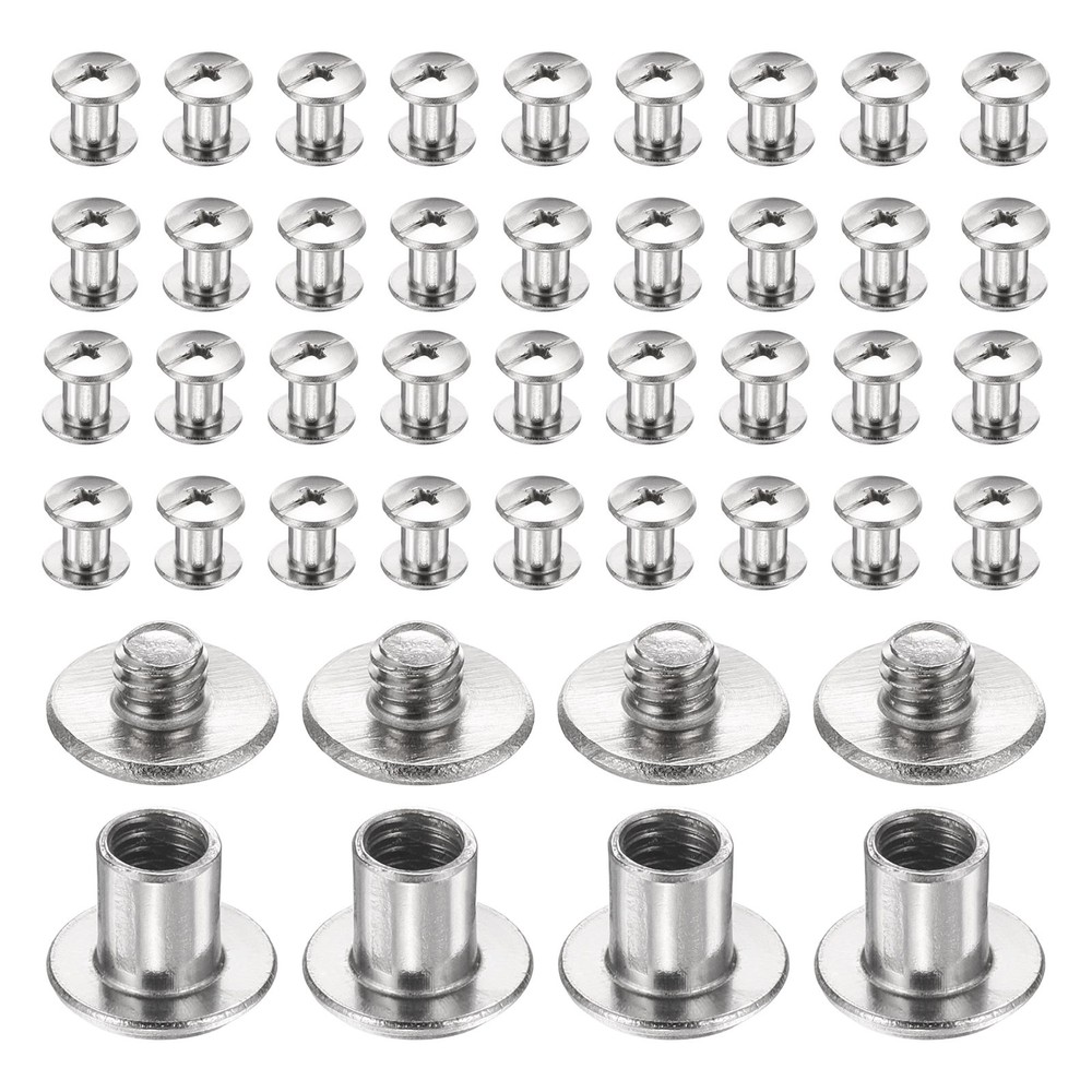 40set Phillips Chicago Screw M4x5mm Binding Post Screw, Silver