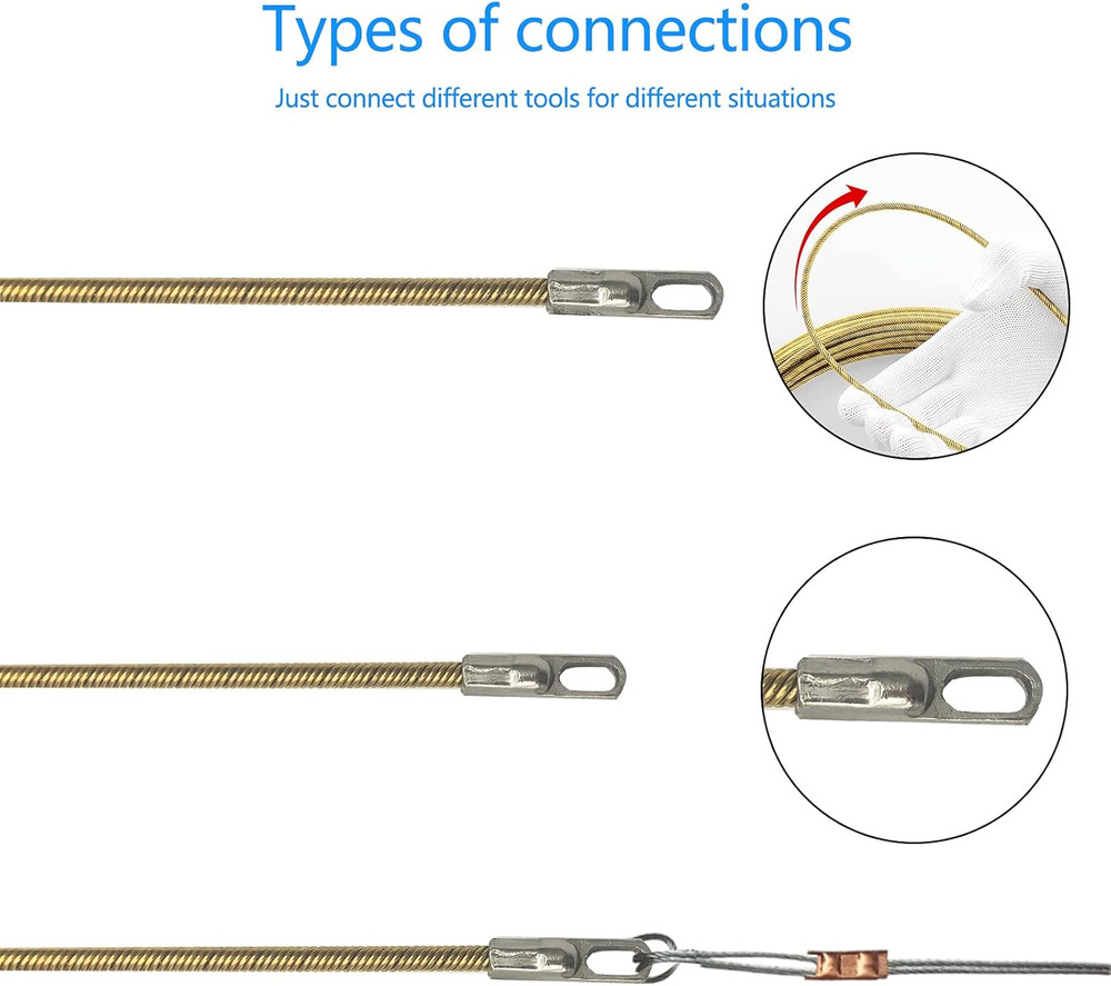 100Ft Electrical Spring Wire Threader Fish Tape Fastener Cable Wire Puller Tool