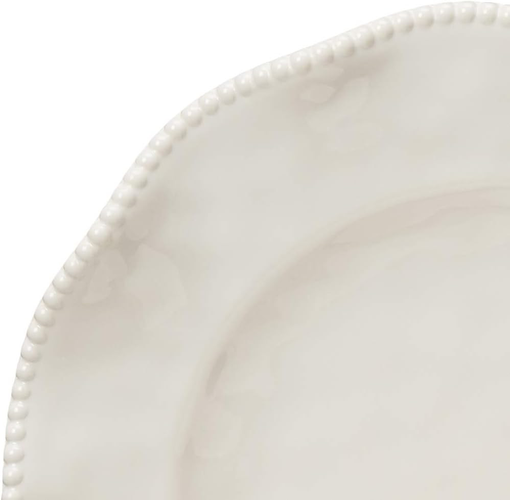 Perlette Off-White Beaded 12-Piece Dinnerware Set – Includes 4 Dinner Plates, 4
