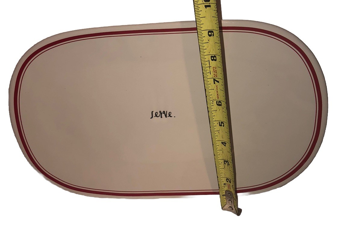 Rae Dunn Large “ Serve “ 15” Long Ceramic Platter Serving Red Line 😊