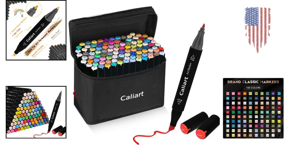 Premium Professional Dual Tip Art Markers - Permanent Alcohol Based - 100 count