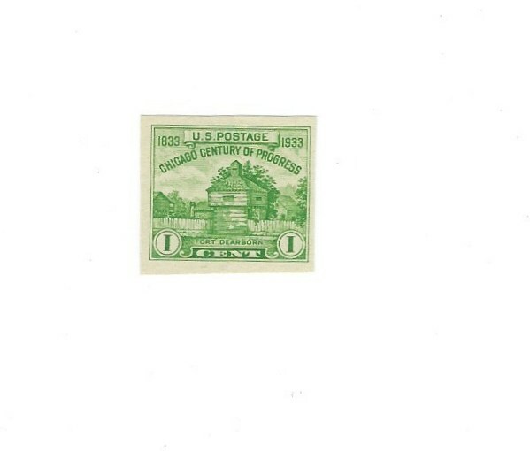 STAMPS US SCOTT 730a "Blockhouse, Ft. Dearborn" 1 CENT MNH IMPERF 1933