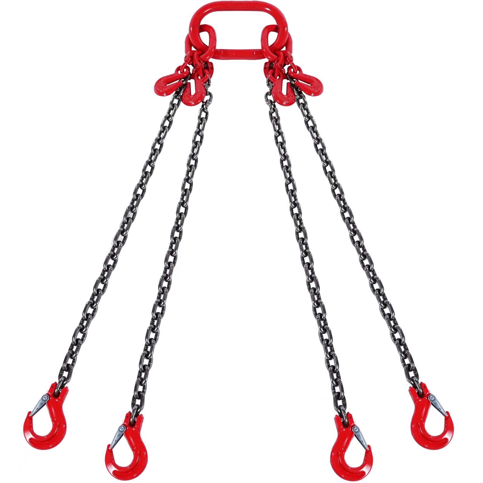 1/4" x 5' Chain Sling 4 Legs G80 Lifting Chain with Grab Hooks 6600 lbs