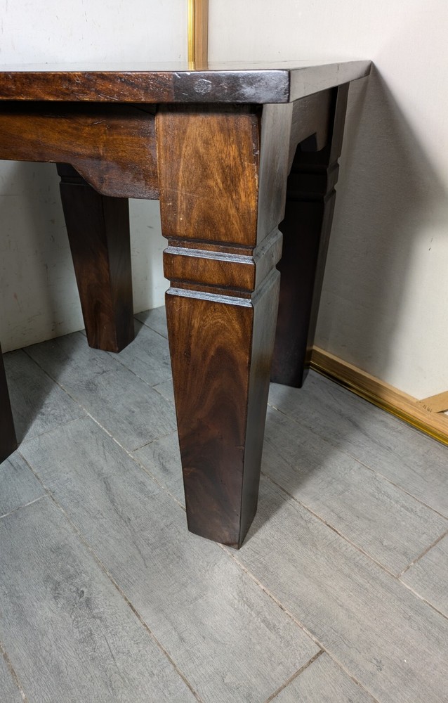 Vintage Heavy Rustic Solid Wood Asian Oriental Brutalist Side End Table W72