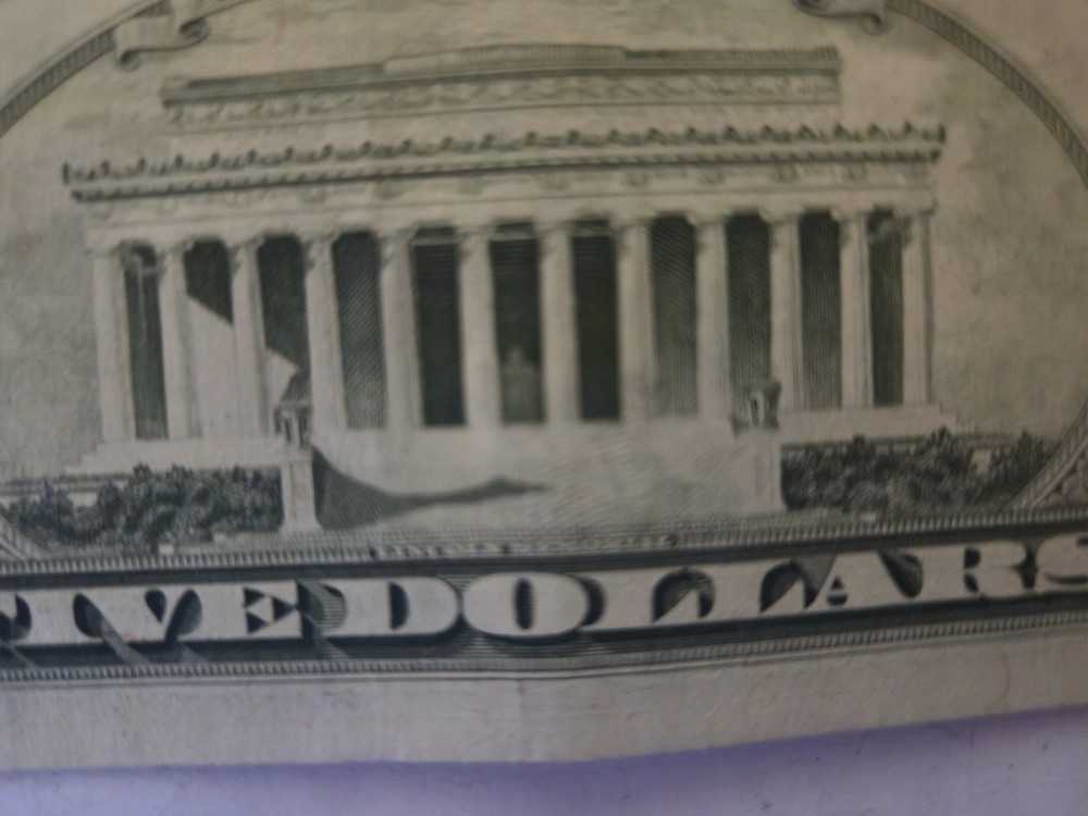 1981$ five dollar bill back error uncirculated crisp