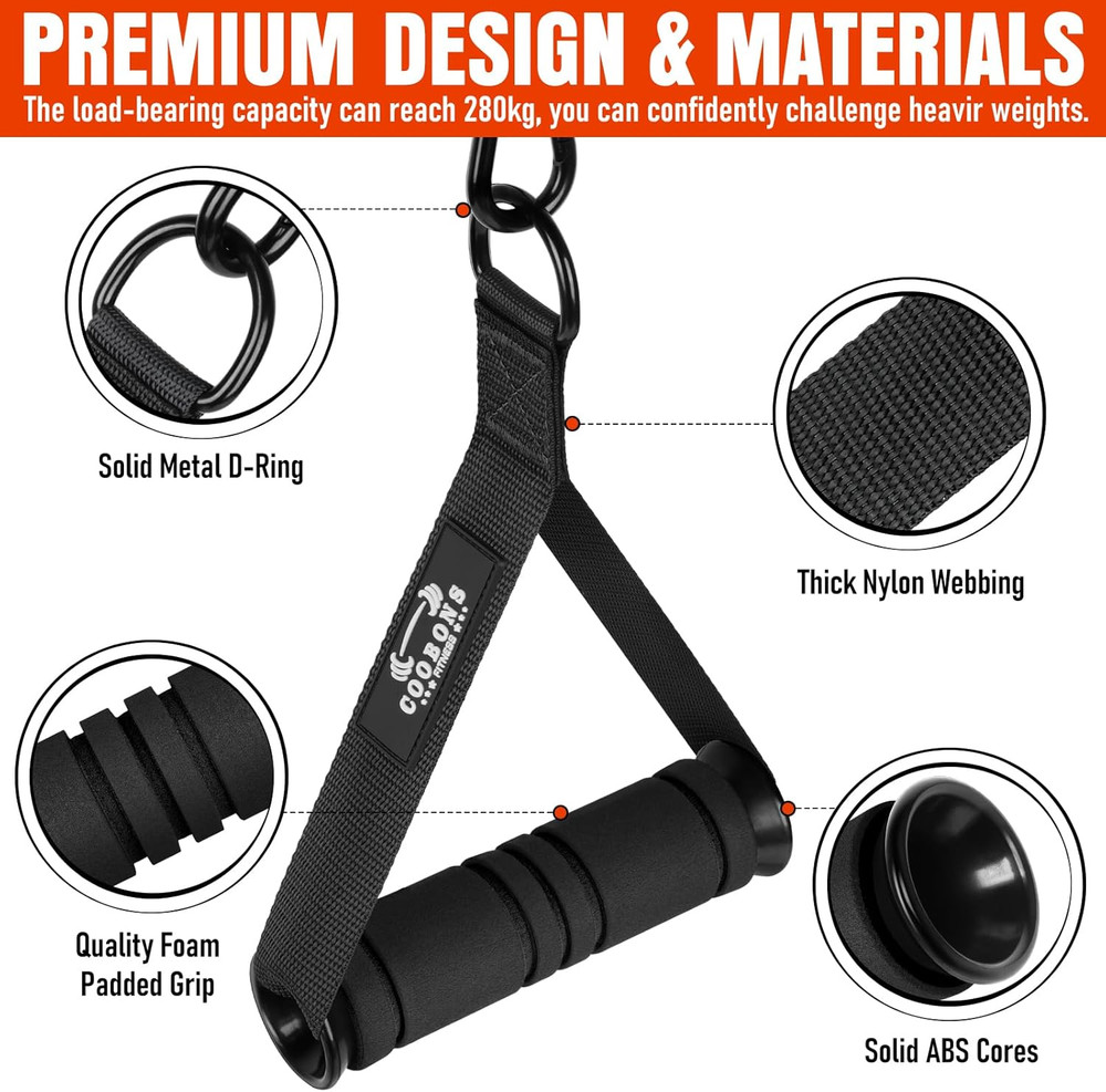 Heavy Duty Exercise Handles, Gym Cable Handles for Cable Machine Attachments, D