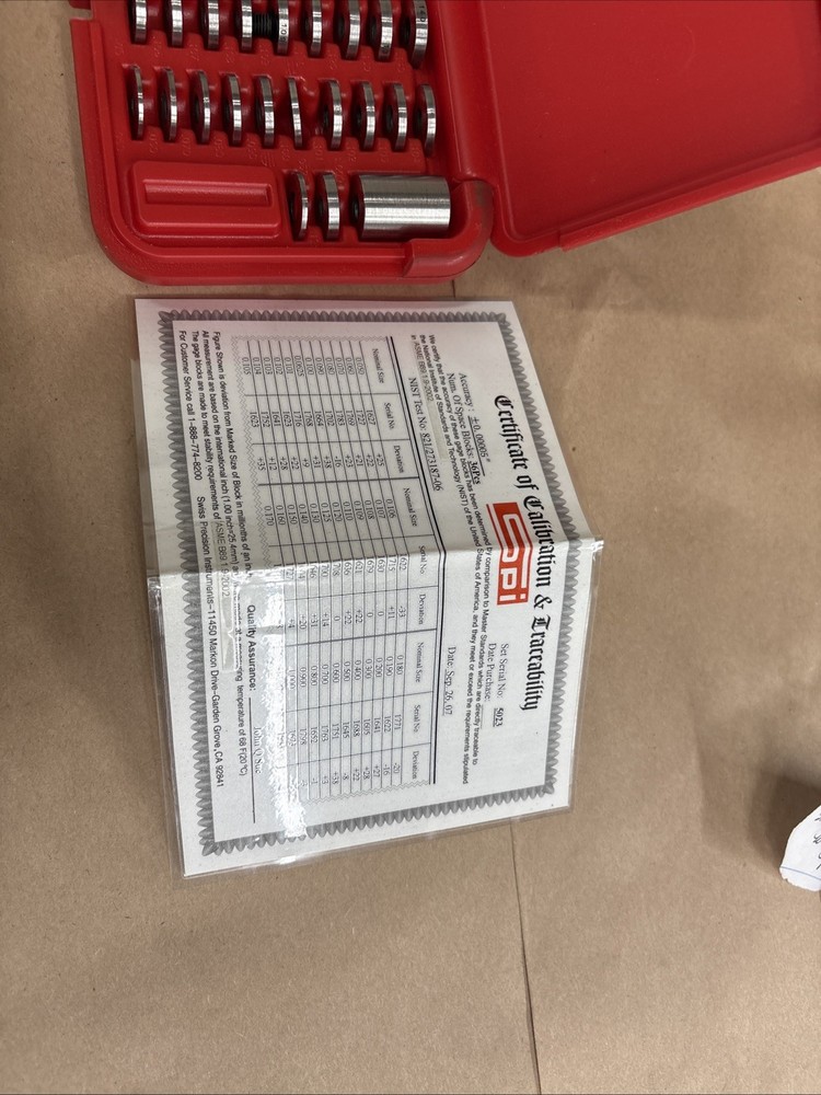 SPI High precision (.000050) Round Block Set with certification NOS