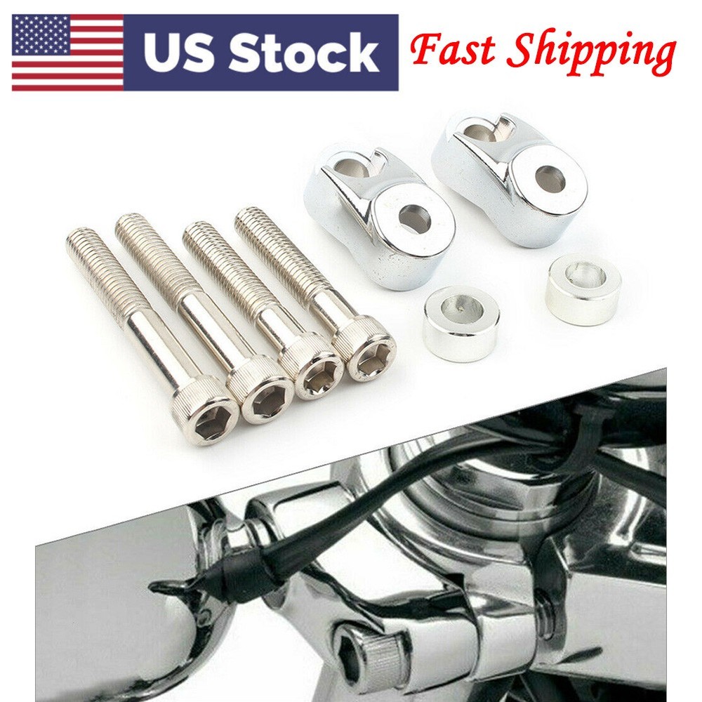 Chrome Front Turn Signal Mount Bracket Relocation Kit For Harley Dyna