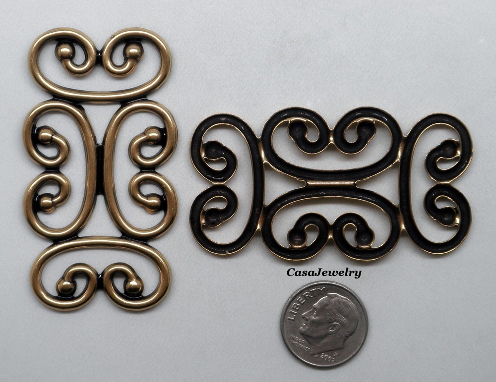 #6191 ANTIQUED GOLD OPEN FILLIGREE RECTANGLE COMPONENT - 2 Pcs