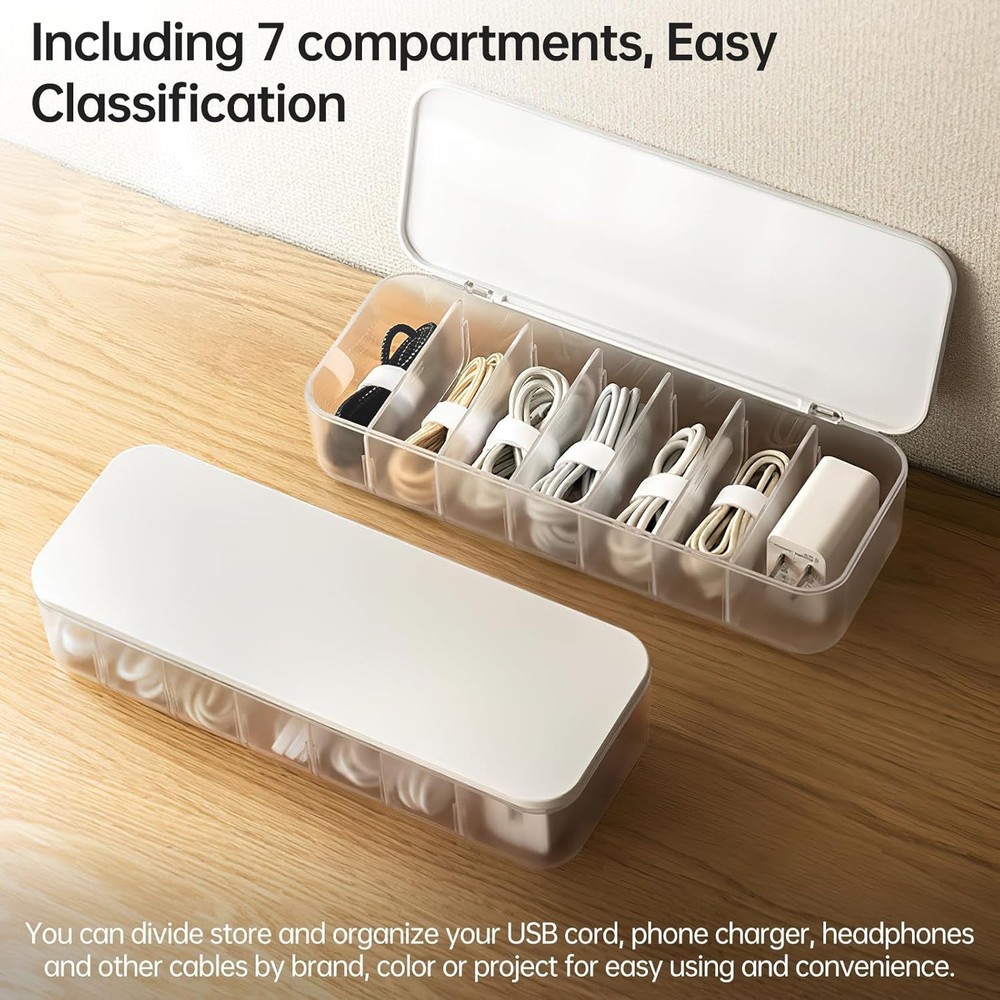 7-Compartment Dustproof Cable Organizer - Perfect for All Your Needs