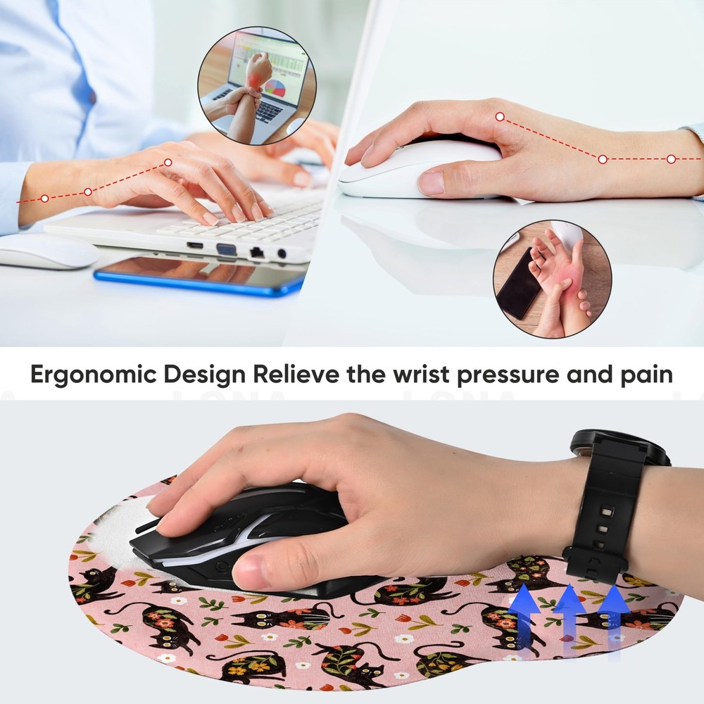 RICHEN Ergonomic Mouse Pad with Wrist Support,Non-Slip Rubber Base for Comput...