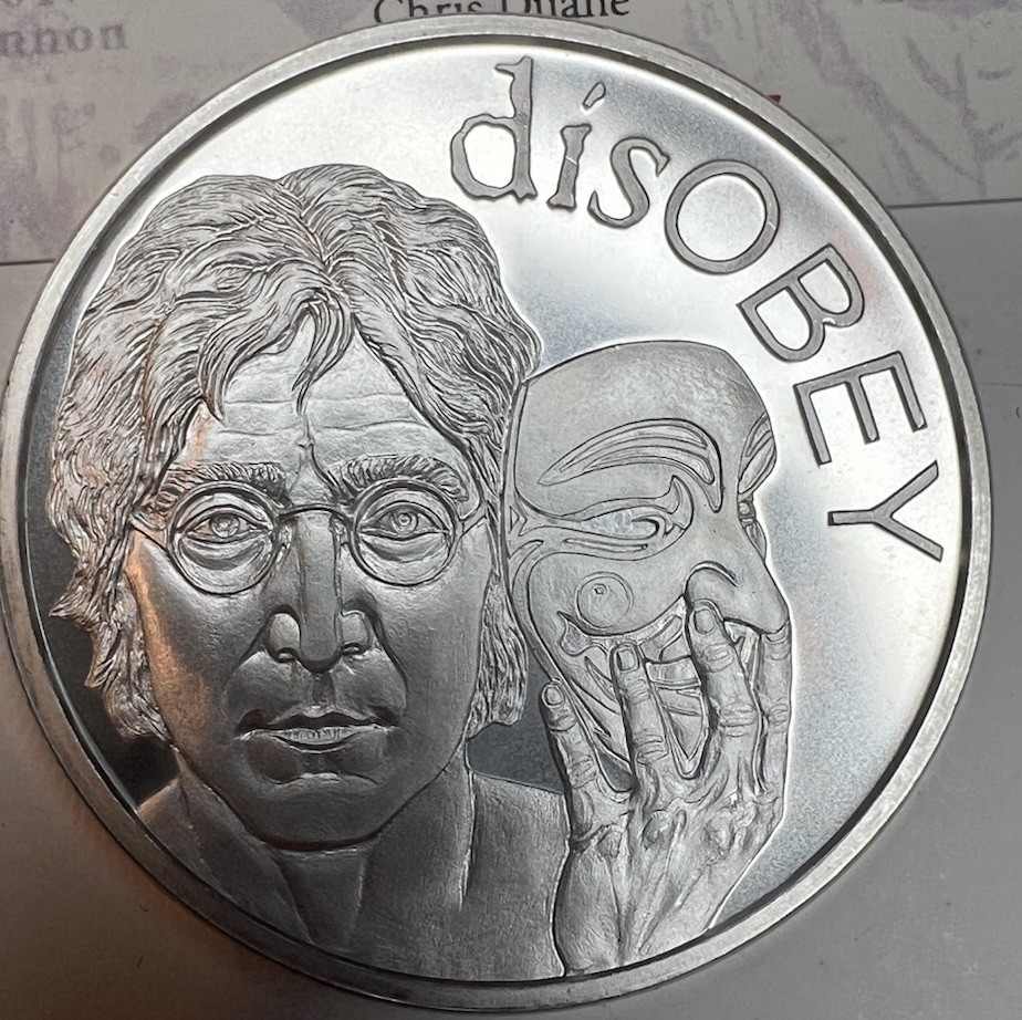 John Lennon 2017 Disobey Silver Shield BU with COA