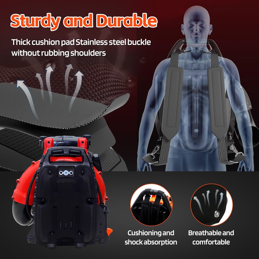 Backpack Leaf Blower Gas Powered Snow Blower 900CFM 80CC 2.3L 2-Stroke Engine