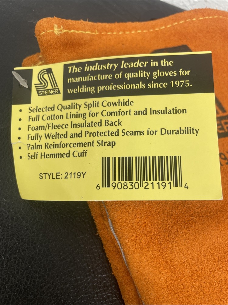 Steiner 2119Y Shoulder Split Cowhide Welding Gloves ThermoCore Lined Medium