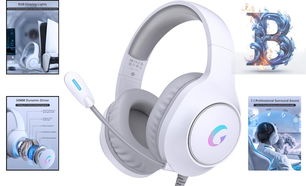 Lightweight CM7002 Gaming Headset - Adjustable, RGB, Compatible with PS4, PC