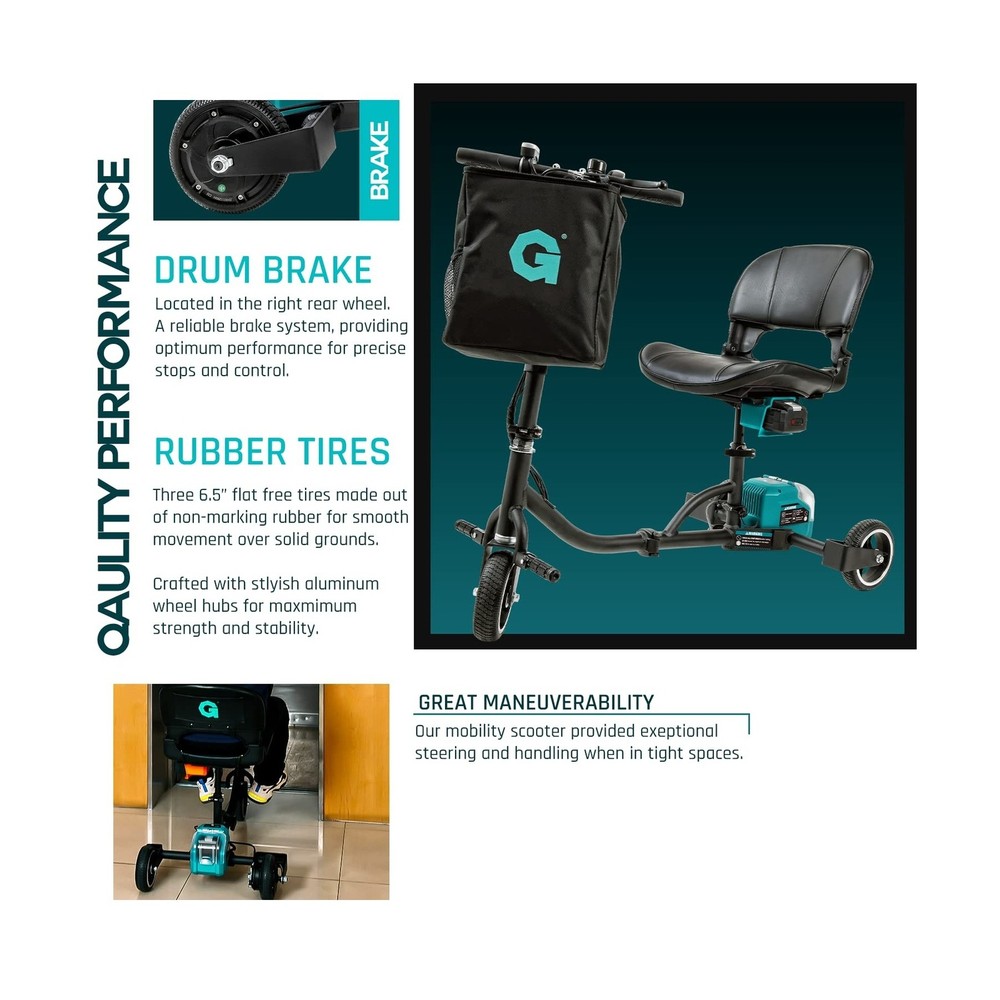G 3 Wheel Folding Mobility Scooter Basic - Electric Powered, Airline Friendly...