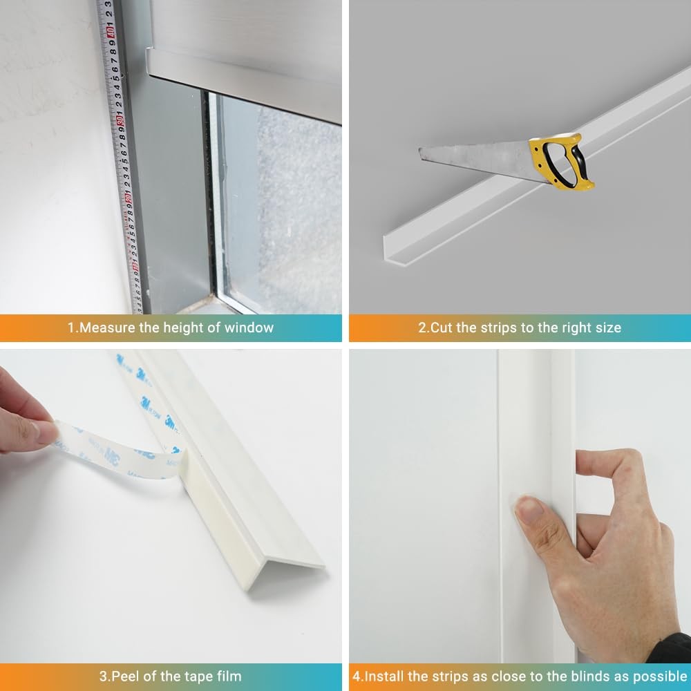 Blindify Light Blockers Blackout Side Tracks, PVC White-2PCS