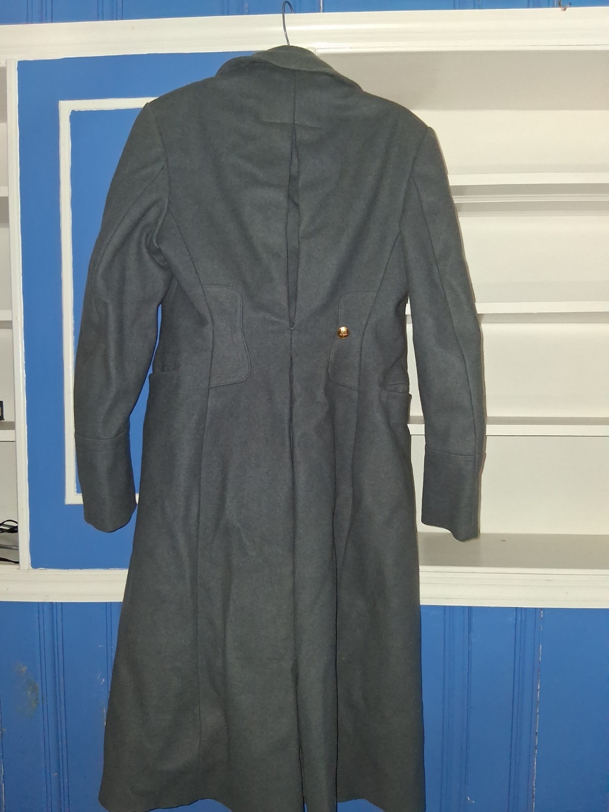 Vintage Soviet Military Officer Gray Overcoat with Insignia & Cyrillic Label