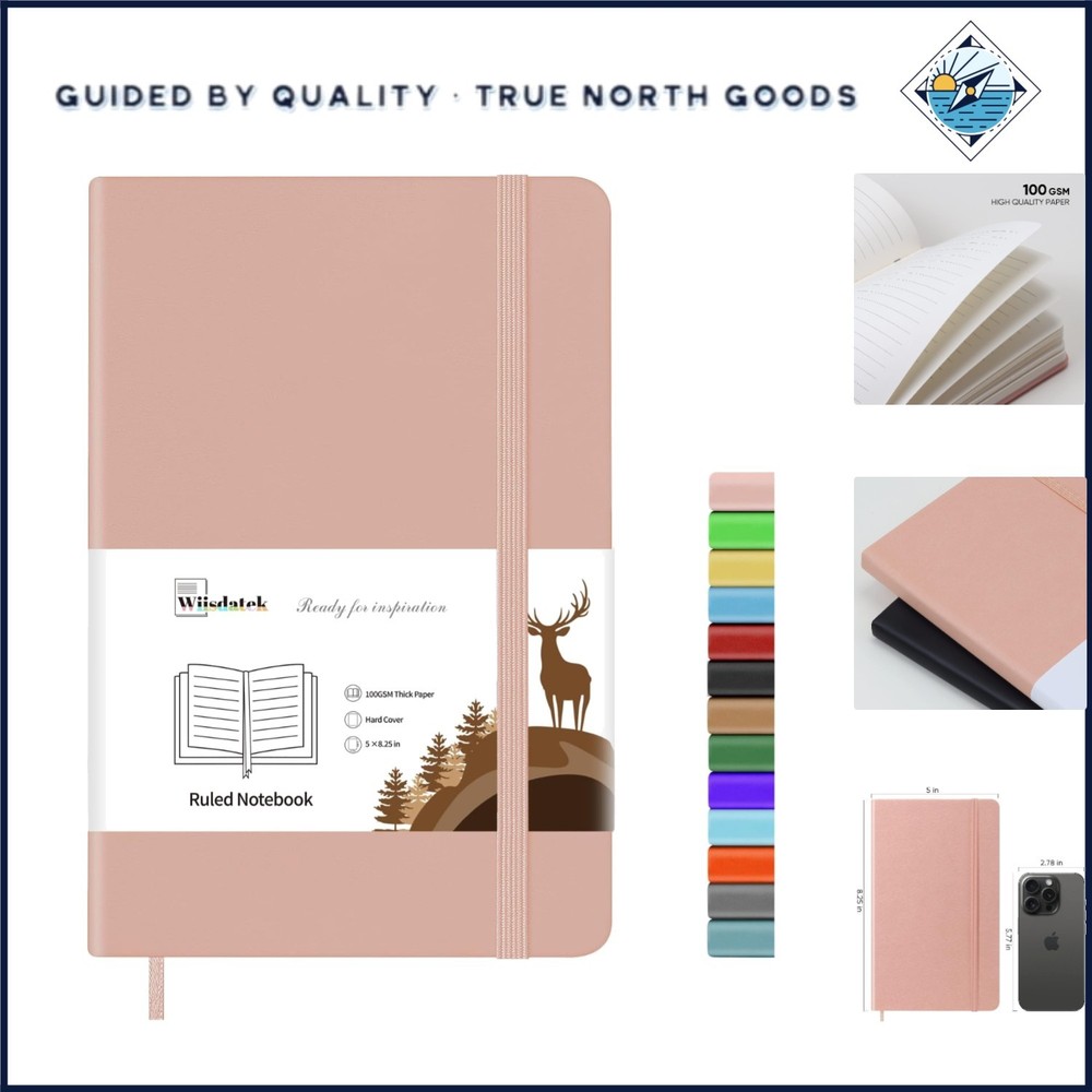 Hardcover Lined Notebook Journal with Inner Pocket for Writing and Note Taking