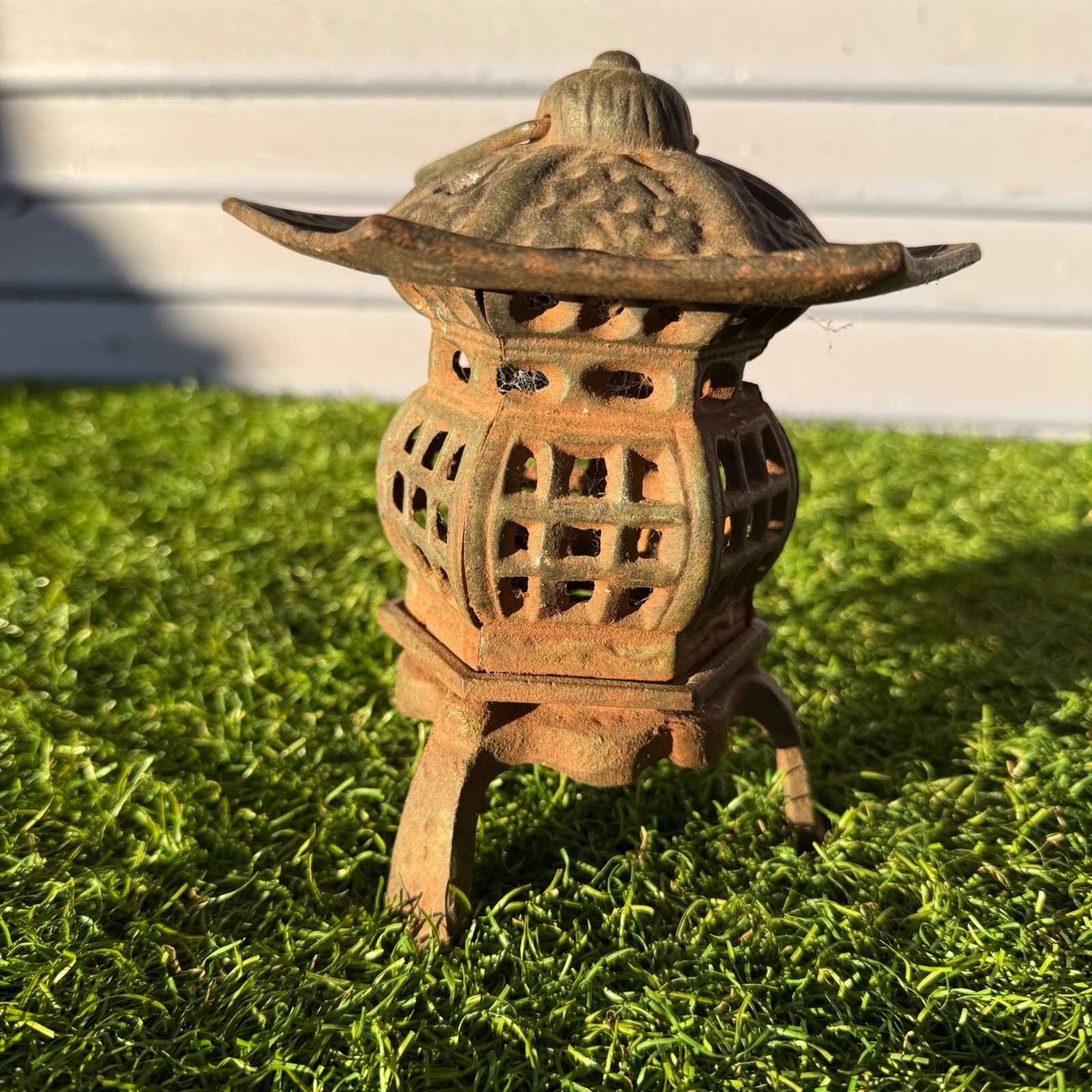 Vintage Japanese Cast Iron Pagoda Garden Candle Lantern 1940s