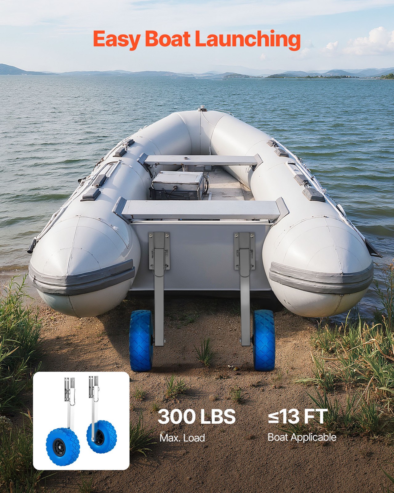 VEVOR Boat Launching Wheels 300 lbs Stainless Steel Transom Wheel