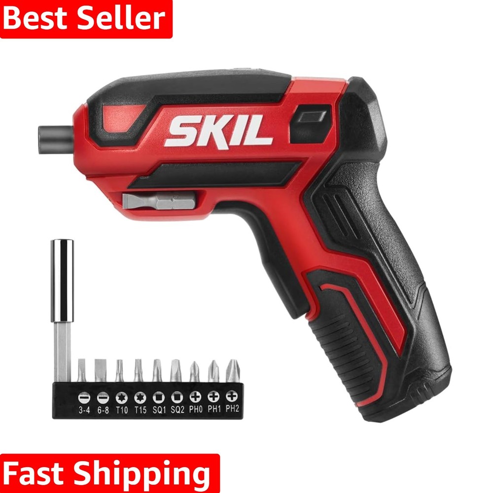 Rechargeable 4V Cordless Screwdriver Includes 9pcs Bit, 1pc Bit Holder, USB C...