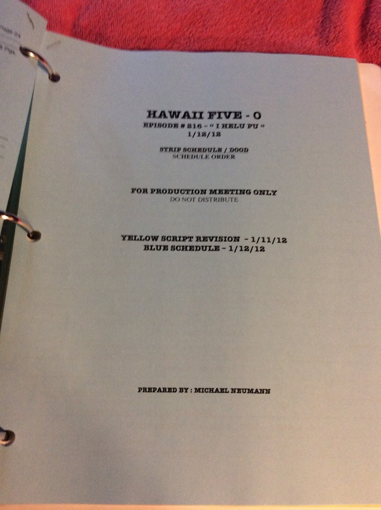 HAWAII FIVE-O ORIGINAL SCRIPT 216 SCHEDULE 2011 I HALU PU DANIEL DAE KIM