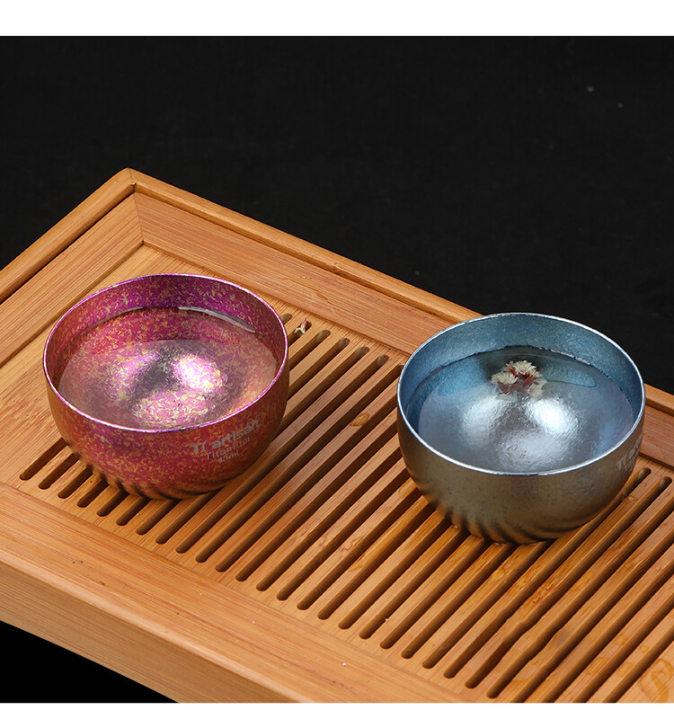 1PC Titanium Double Wall Tea Cup Teacup 45ml Outdoor Camping Tableware Drinkware