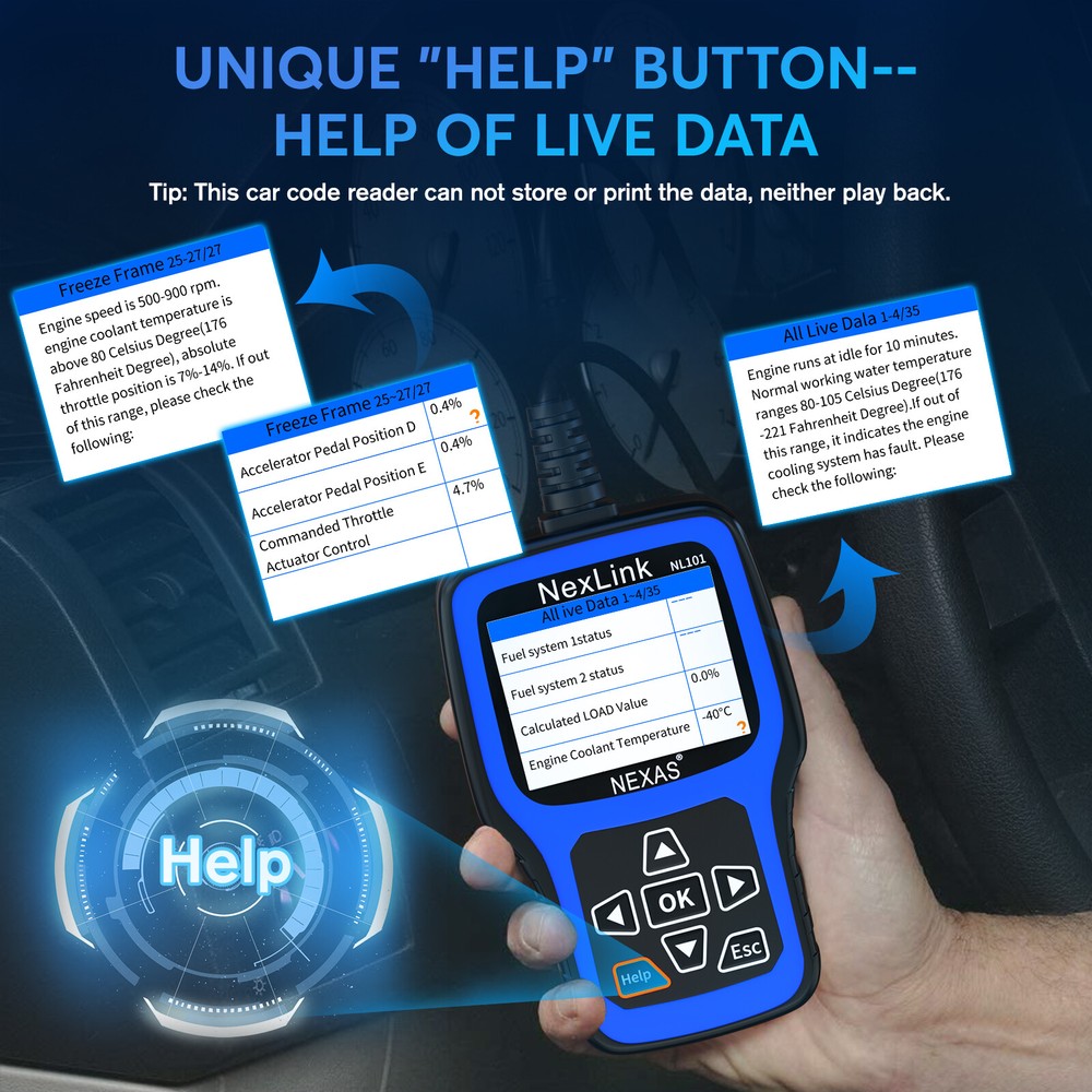 NEXAS NL101 OBD2 Scanner Auto OBD2 Diagnostic Tool Professional Engine Check