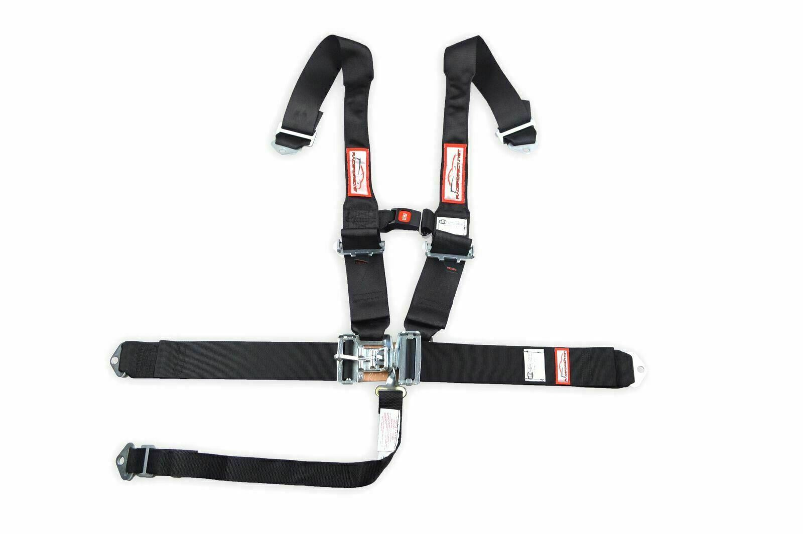 STERNUM STRAP SFI 16.1 RACING HARNESS HANS LATCH & LINK 5 POINT SEAT BLACK
