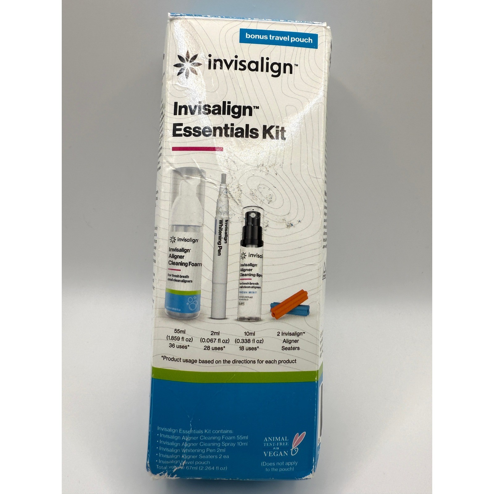 Invisalign Essentials Kit Aligners Cleaning Foam Whitening Pen Travel Pouch