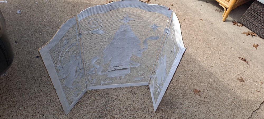 Decorative 3 Panel Metal Fireplace Screen Christmas