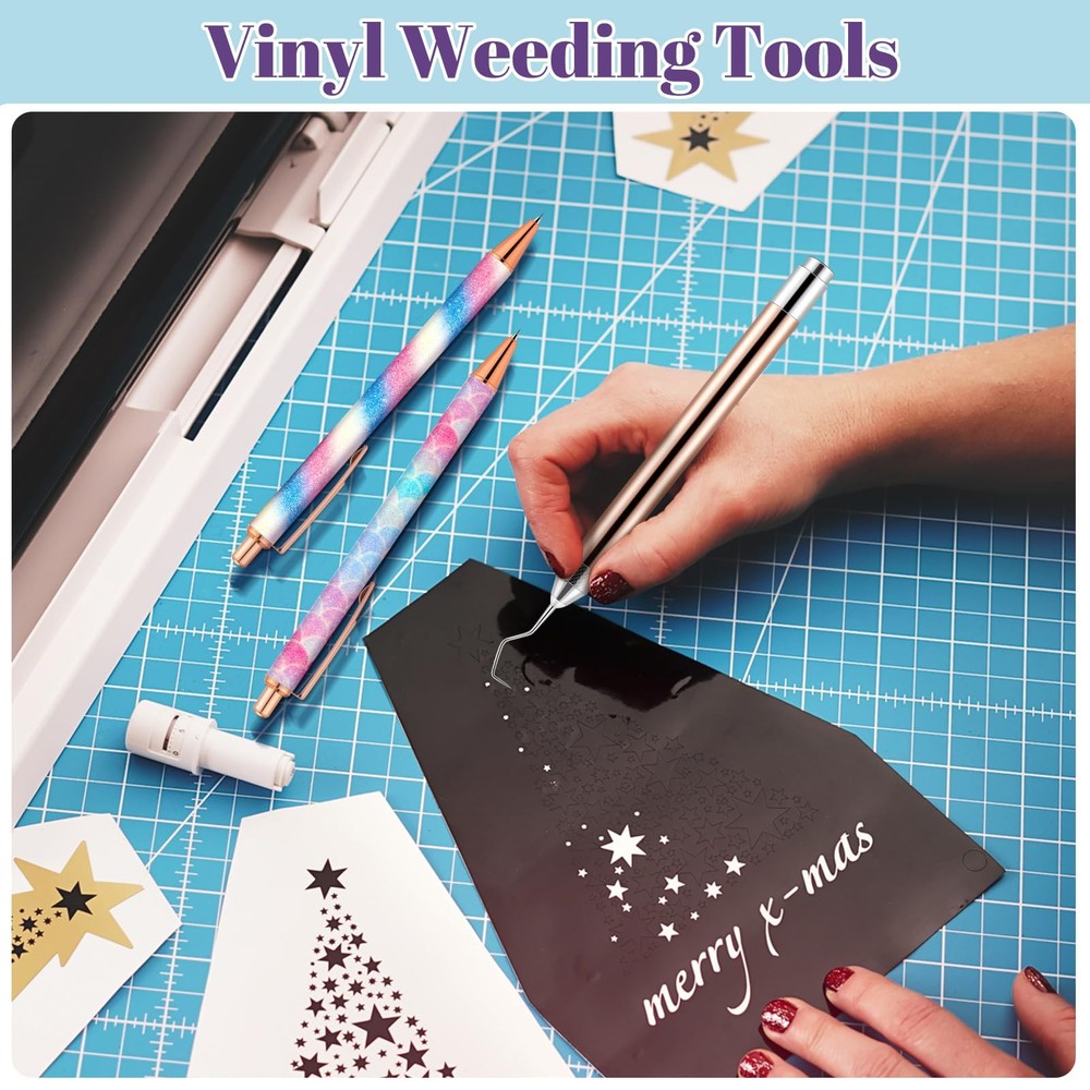 10 Pcs Weeding Tools for Vinyl Kit Includes 1 LED Weeding Tools with Light fo...