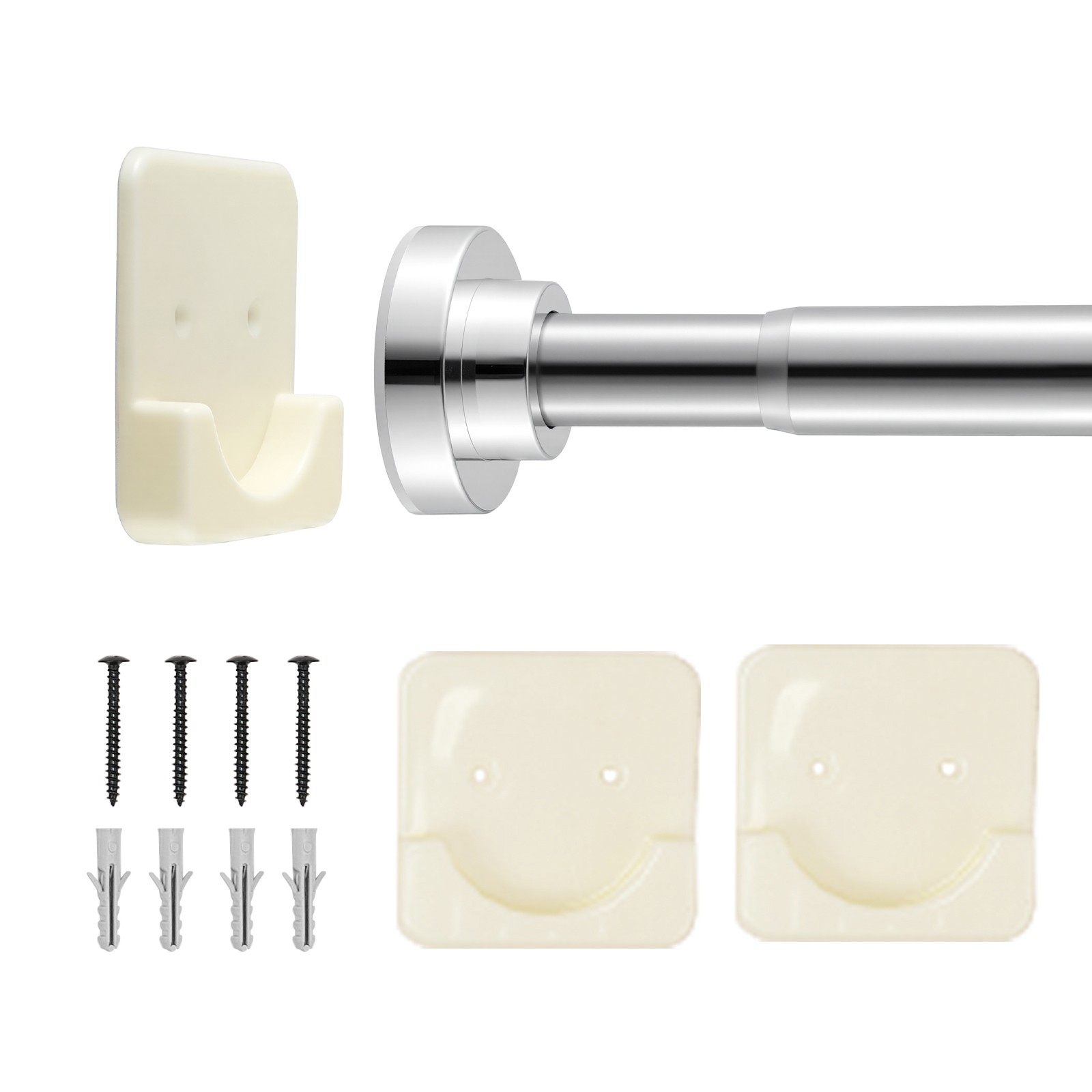 Uimoso Adjustable Tension Shower Rod, 28-76 in, Stainless Steel, Silver