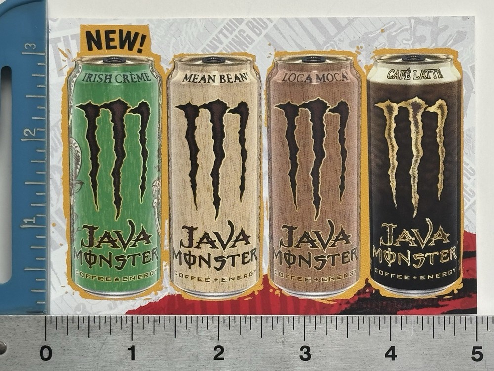 MONSTER ENERGY JAVA MONSTER COFFEE + ENERGY Sticker Decal Measures ~ 5” x 3.5”