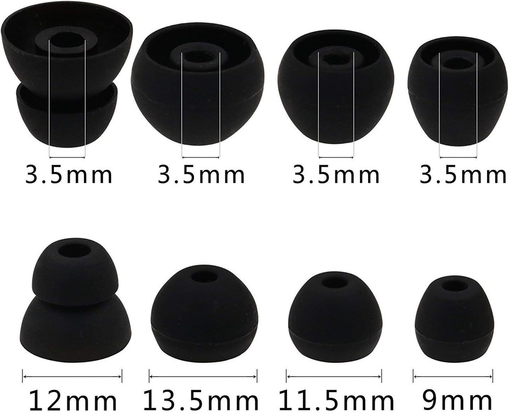 ALXCD Replacement Eartips Silicone Earbuds Buds Set Compatible with Black