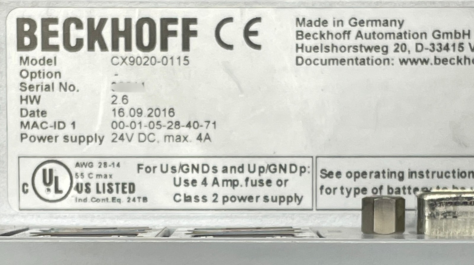 CX9020-0115 Beckhoff CPU PLC IPC CX9020