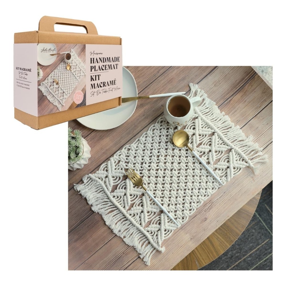 John Bead DIY Macrame Placemat Kit, 2pcs Multicolor Craft Set