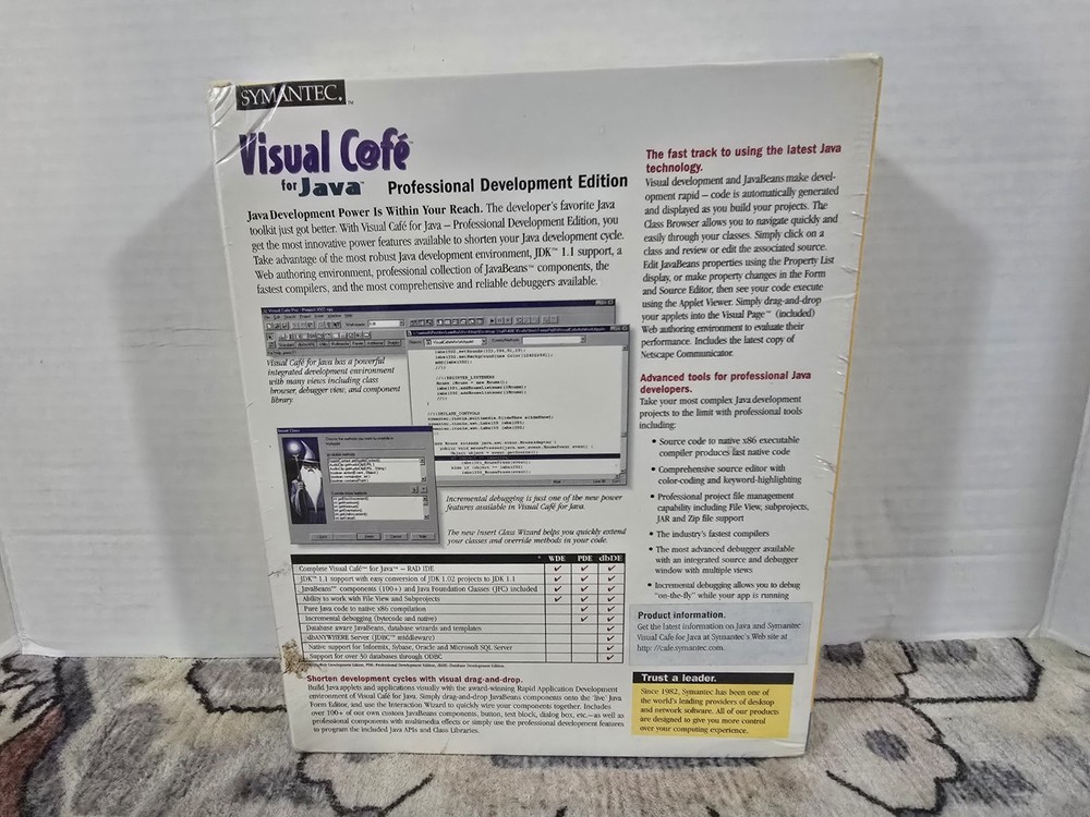Visual Cafe 2.5 Professional Development + Manual PC CD Java Windows 95 SEALED