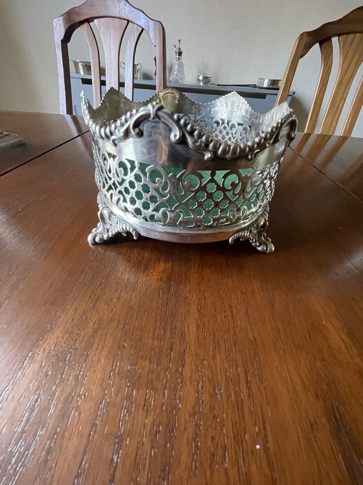 Table Centrepiece/ Large Coaster Ornate Silver Plated Pierced Decoration