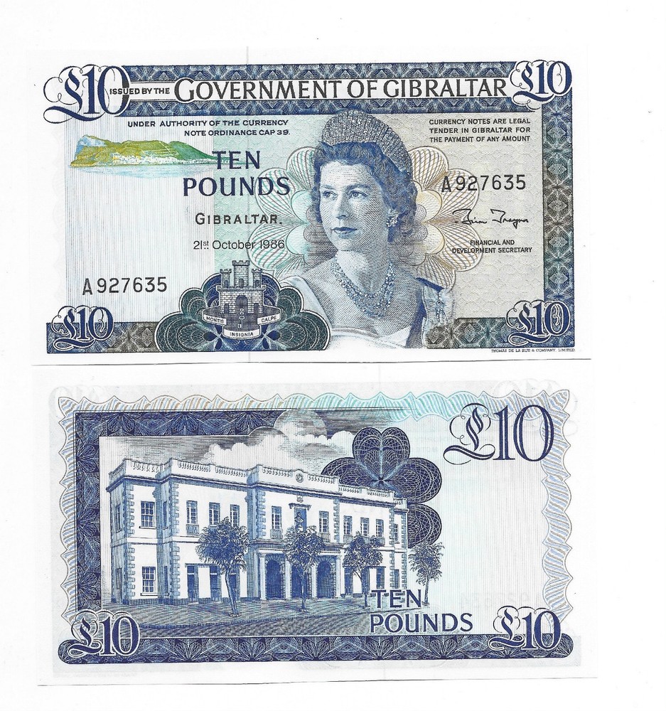 Gibraltar 10 Pounds 1986 UNC
