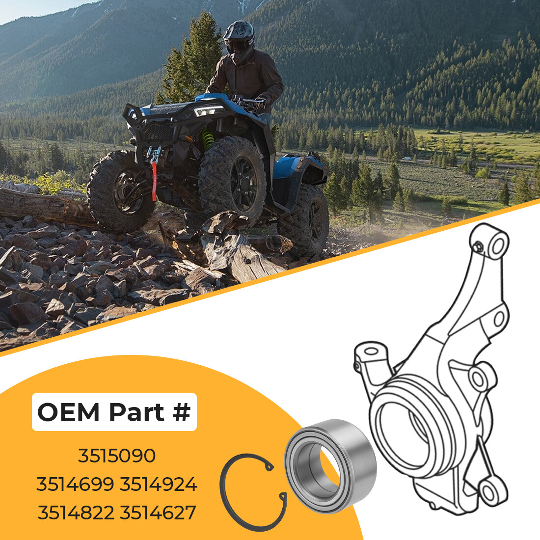 Front or Rear Wheel Bearings Heavy Duty for Polaris Sportsman 550 850 1000 09-22