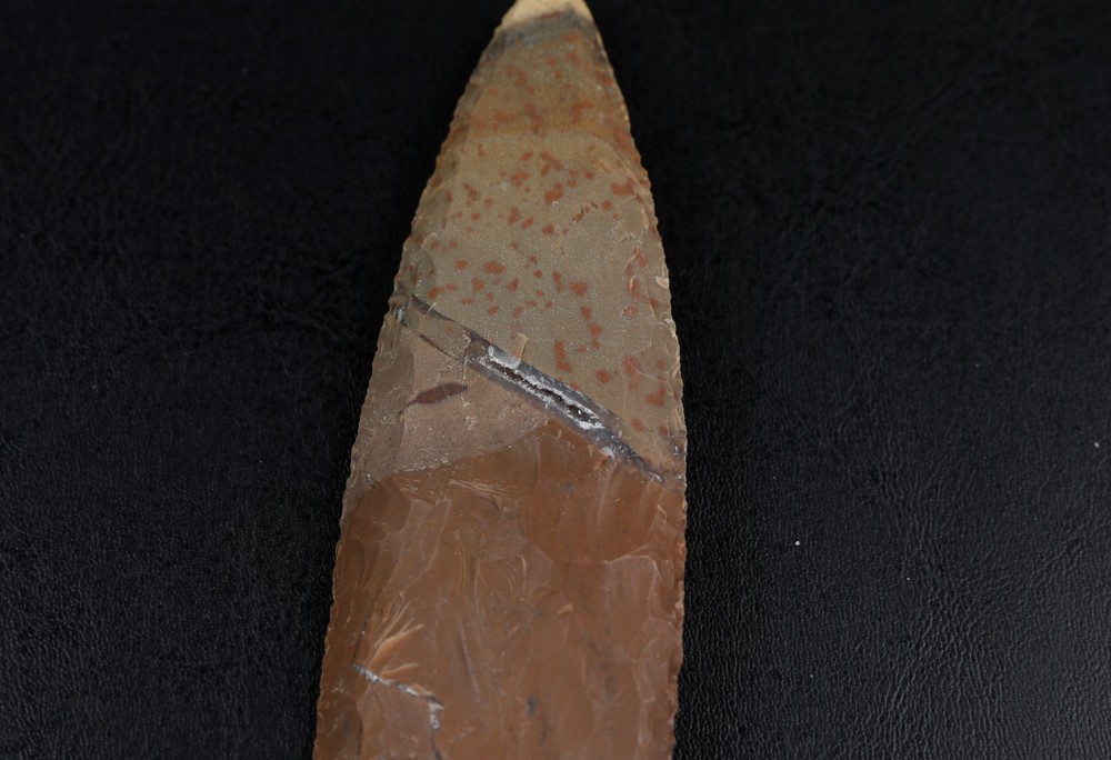 Large 5.8" Point Spearhead, Arrowhead Tool, Knife, Blade with Crystals Embedded