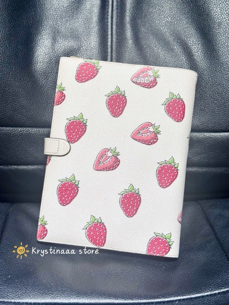Bundle Set Coach Notebook with Strawberry Print CAO44 & Coach Pencil Case CAP08